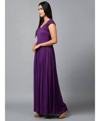Women's Drape Chiffon Party/ Evening/ Gown in Purple 4