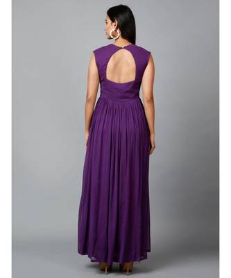 Women's Drape Chiffon Party/ Evening/ Gown in Purple 5