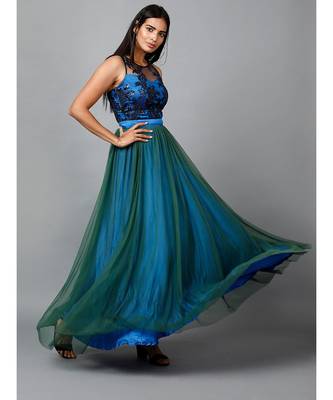 Blue Green Net Gown 2