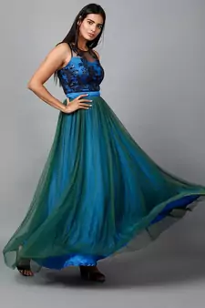 Blue Green Net Gown