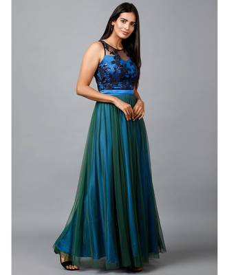 Blue Green Net Gown 3
