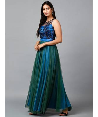 Blue Green Net Gown 4