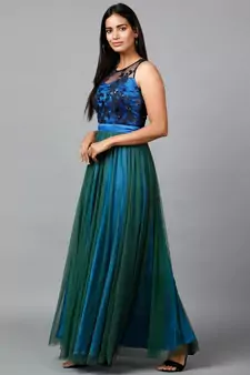 Blue Green Net Gown