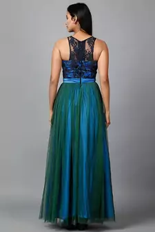 Blue Green Net Gown