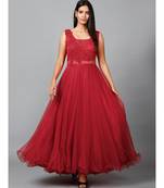 Red Net Bridesmaid Gown