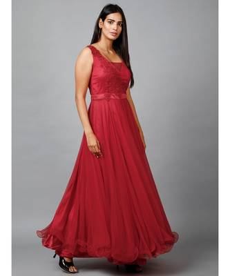 Red Net Bridesmaid Gown 3