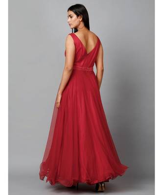 Red Net Bridesmaid Gown 5