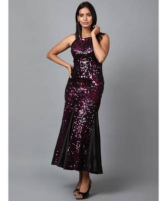 Pink Sequins Halter Neck Mermaid Dress 1