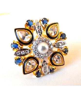 Kundan Sapphire Cocktail Ring 1