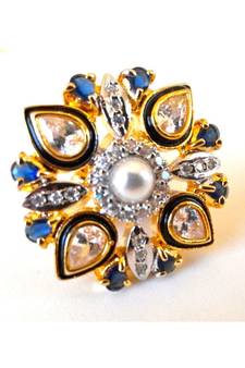 Kundan Sapphire Cocktail Ring