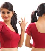 Maroon Lycra Stretchable Blouse & Crop Top-L