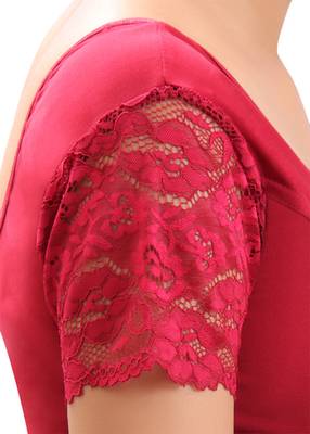 Maroon Lycra Stretchable Blouse & Crop Top-L 3