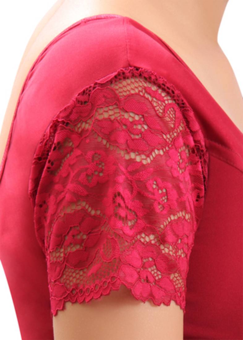 Maroon Lycra Stretchable Blouse & Crop Top-L