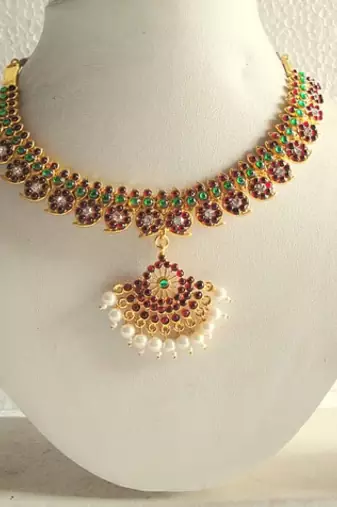 Beautiful Mango Temple Necklace Set 