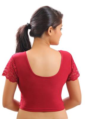 Maroon Lycra Stretchable Blouse & Crop Top-L 4