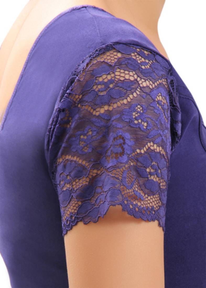 Navy Blue Lycra Stretchable Blouse & Crop Top-L