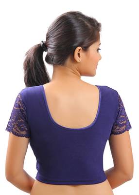 Navy Blue Lycra Stretchable Blouse & Crop Top-L 4
