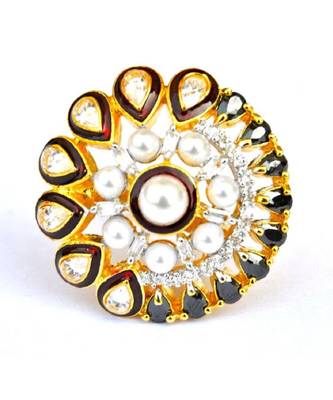Kundan Pearl Cocktail Ring 1