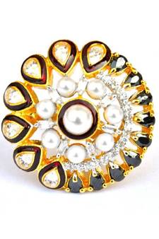 Kundan Pearl Cocktail Ring