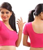 Pink Lycra Stretchable Blouse & Crop Top-L