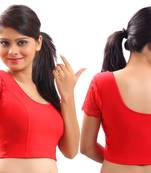 Red Lycra Stretchable Blouse & Crop Top-L