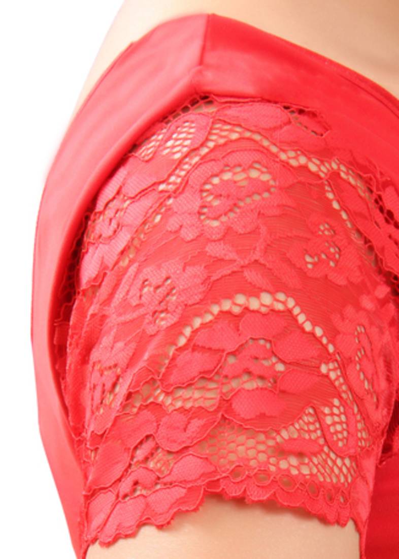 Red Lycra Stretchable Blouse & Crop Top-L