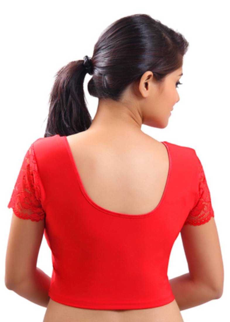 Red Lycra Stretchable Blouse & Crop Top-L