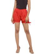 Red plain cotton shorts