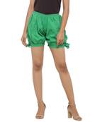 Green plain cotton shorts