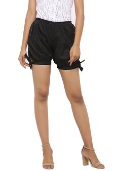Black plain cotton shorts