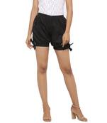 Black plain cotton shorts