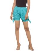 Sea-green plain cotton shorts