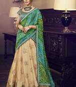 Cream Designer Wedding Wear Embroidery Lehenga