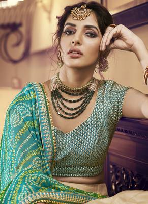 Cream Designer Wedding Wear Embroidery Lehenga 2