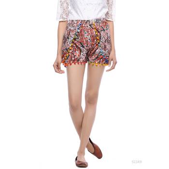 Orange printed cotton shorts 1