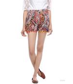 Orange printed cotton shorts