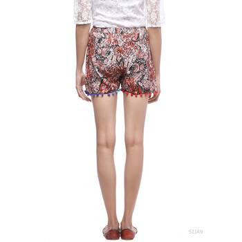 Orange printed cotton shorts 2