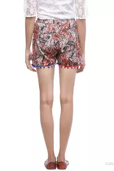 Orange printed cotton shorts