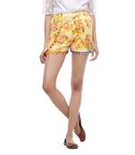 Yellow printed cotton shorts