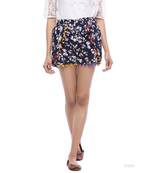 Navy-blue printed cotton shorts