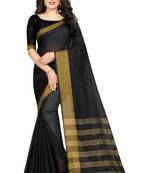 Black woven cotton silk saree with blouse
