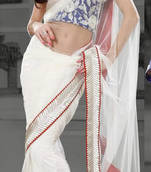 White Plain Net saree with blouse