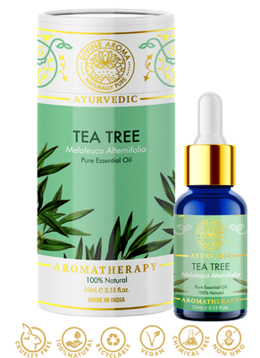 Divine Aroma Tea Tree Essential Oil | 100% Pure & Natural |For Acne, Blemishes, Hair, Odours | 10ml 2