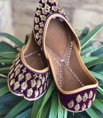 Purple Color Heavy Work Jutti