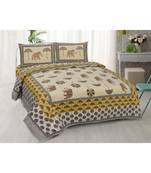 Pure Cotton Multicolour Jaipuri Double Bed Sheet With 2 Pillow Cover
