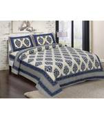 Pure Cotton Multicolour Jaipuri Double Bed Sheet With 2 Pillow Cover