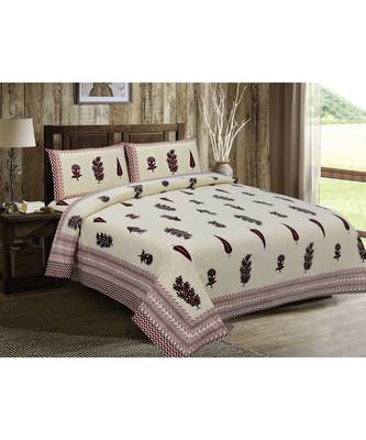 Pure Cotton Multicolour Jaipuri Double Bed Sheet With 2 Pillow Cover 1