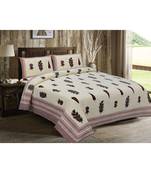 Pure Cotton Multicolour Jaipuri Double Bed Sheet With 2 Pillow Cover