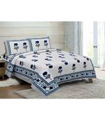 Pure Cotton Multicolour Jaipuri Double Bed Sheet With 2 Pillow Cover