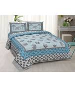 Pure Cotton Multicolour Jaipuri Double Bed Sheet With 2 Pillow Cover
